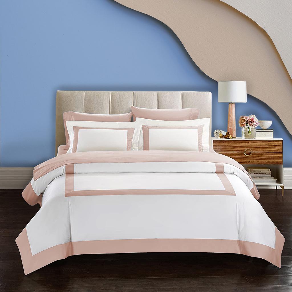 Chateau 3PC Multi-Box Pattern 600TC Duvet Cover Set In 100% Egyptian Cotton – Multi Sizes & Colors (1 Duvet Cover & 2 Pillow Shams)