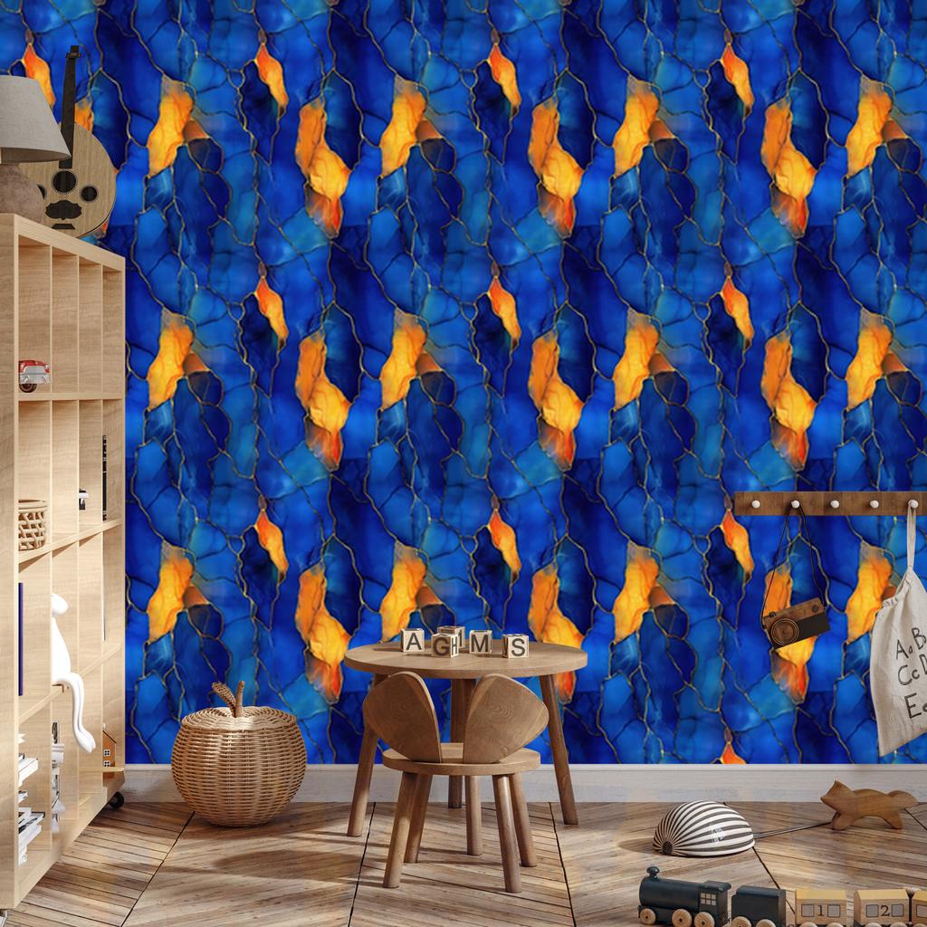 Ink Blue, Navy Blue and Gold Wallpaper for Living Room and Bedroom 50x1000