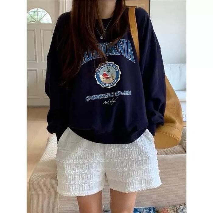 Женские модные повседневные весенне-осенние блузки и рубашки с круглым вырезом с длинными рукавами