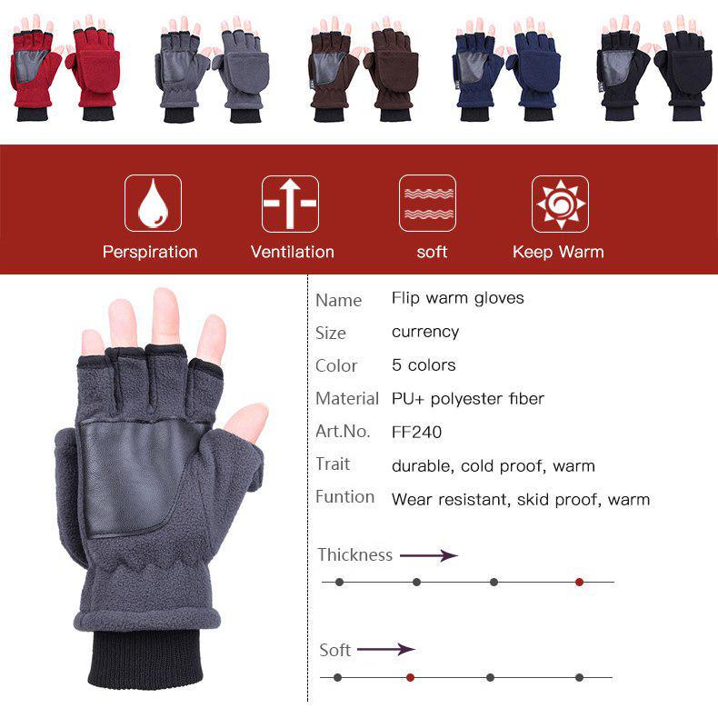 Double Layer Warm Thickened Non-slip Touch Screen Half Finger Cycling Ski Snowboard Fishing Gloves