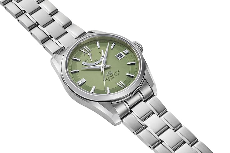 Мужские автоматические часы Orient Star RK-AU0107E, Современная дата, Механические, Сделано в Японии, с 2-летней гарантией производителя, Зеленые