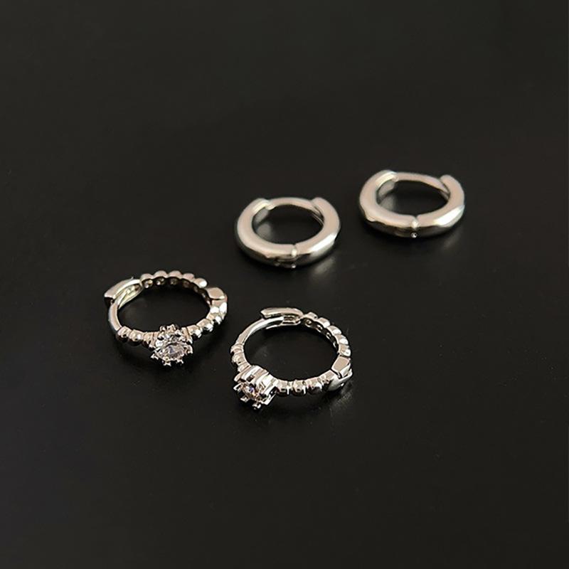 Корейская мода одиночные серьги-пряжки из циркония женские Ins Cold Wind Light Luxury Plain Ring Ears Ears
