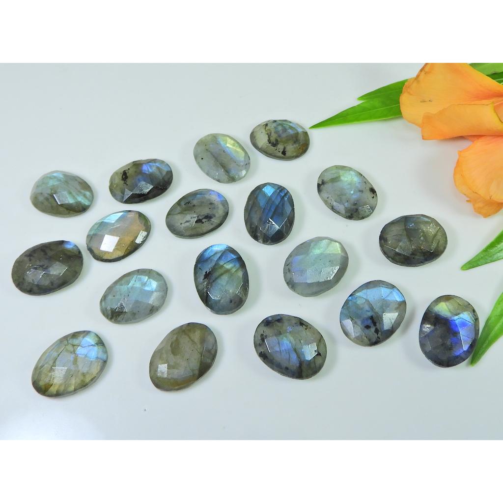 12X16 MM Natural Labradorite Both Side Checker Cut Oval Gemstone 18 Pcs Lot LM-1247