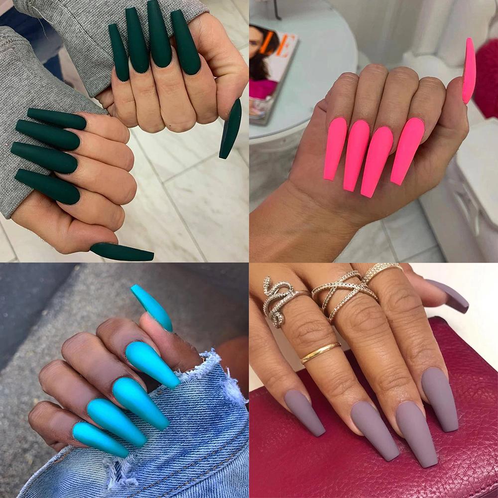 24pcs/Box Artificial Full Cover Manicure Tool Wearable Nail Tips Fake Nails Ballerina False Nails