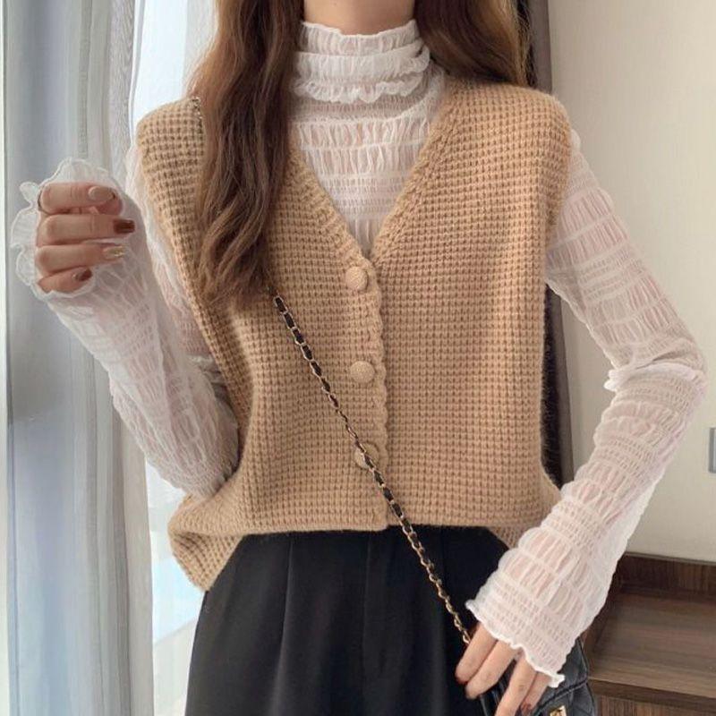 Women's Autumn and Winter Vest Ladies' Woolen Small Vest Layering Sweater Outer Wear Knitted Vest for Women Winter Outer Wear