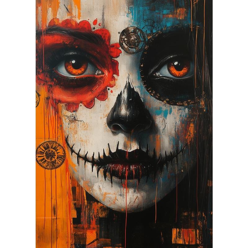 Los Muertos Girl День мертвых Череп Макияж Портрет Плакаты и принты Картина на холсте Настенная картина для комнаты Домашний декор