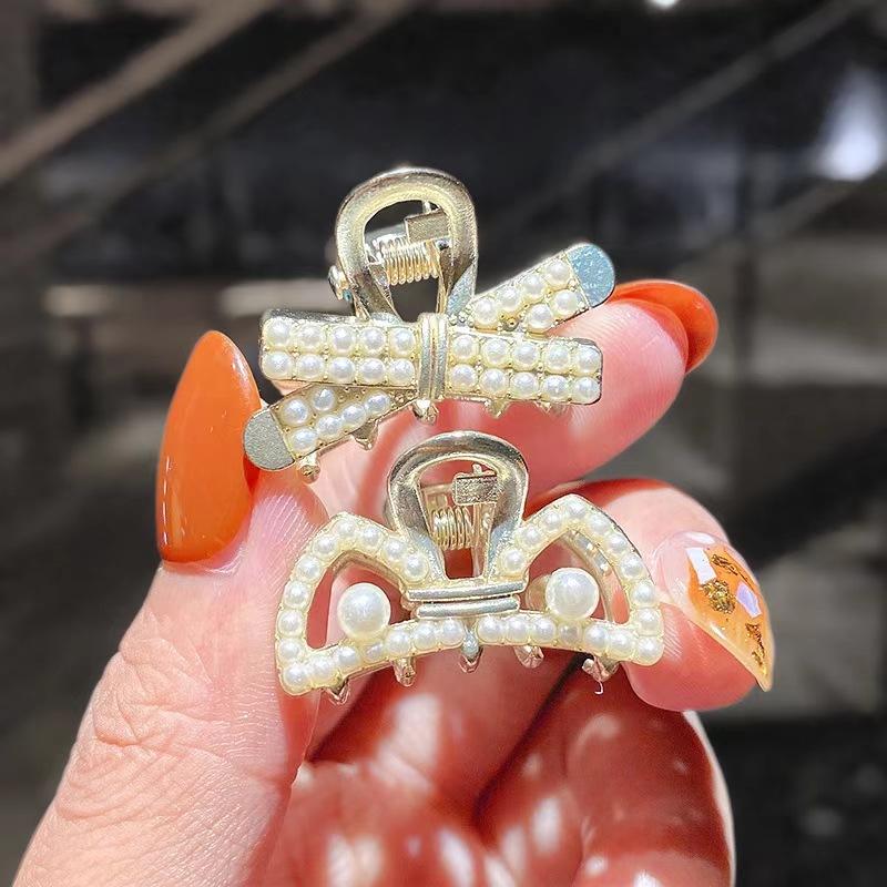 Мини-коготь для волос с жемчугом и бриллиантами для женщин и девочек, ретро-стразы, цветок, коготь краба, зажим для волос, маленькие заколки для волос, краб, аксессуары для волос для девочек