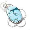 Natural Tibetan Turquoise Gemstone 925 Sterling Silver Gift Pendant 2.44" D6V31