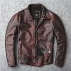 Spring and Autumn New May Khaki Brown Vintage To Do Old First Layer Cowhide Leather Leather Men's Motorcycle Tuxedo