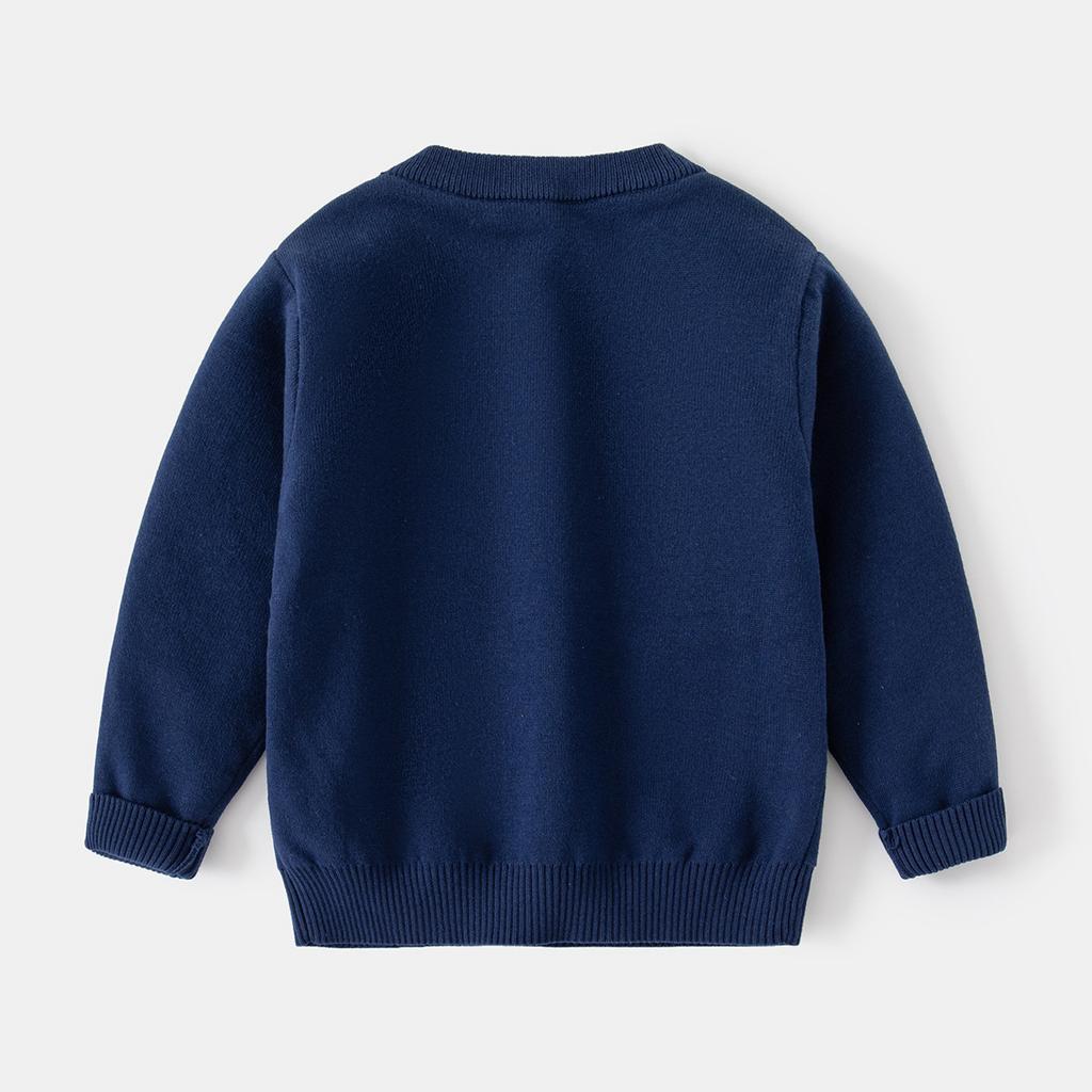 Детский свитер с милым мультяшным динозавром, весенне-осенний свитер для мальчиков, длинный рукав, трикотажный свитер с круглым вырезом