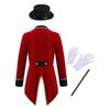 Girls Circus Costume Set Long Sleeve Lapel Tailcoat with Magic Wand Hat Gloves Halloween Dress Up Performance Outfit
