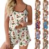 Women's Fashion Christmas Print Set Sleeveless Top Shorts With Pajamas