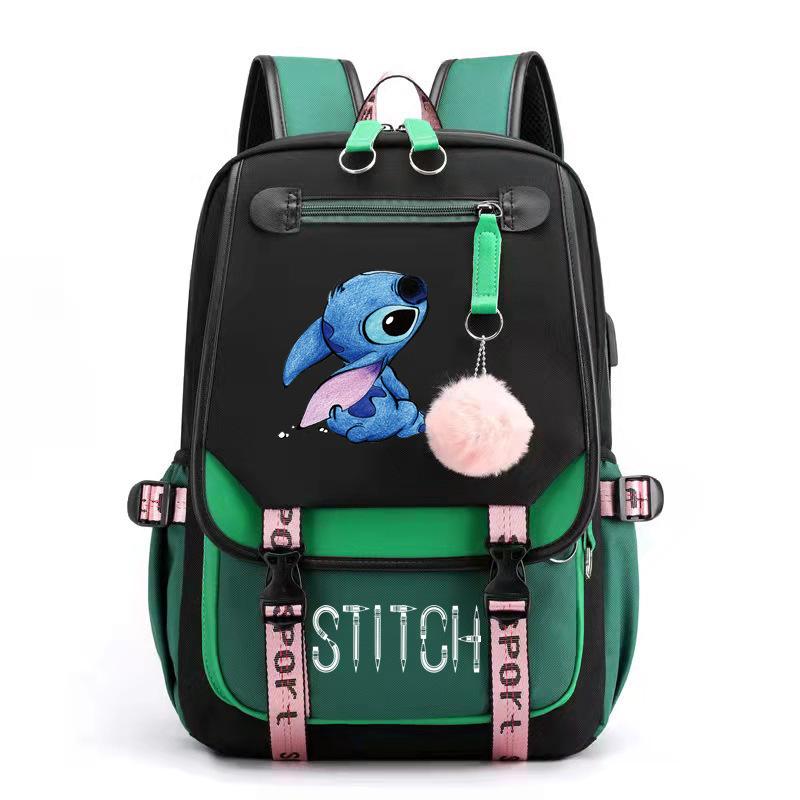Новый рюкзак Stitch с USB-зарядкой Школьная сумка Lilo Stitch для мальчиков и девочек Легкий модный рюкзак