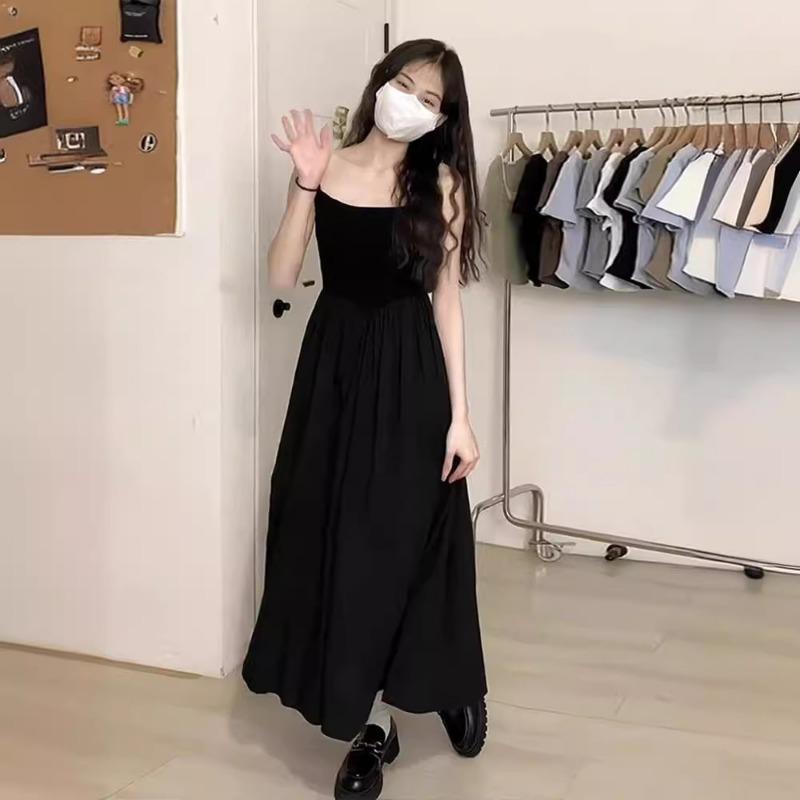 Женское платье в стиле Хепберн, французское платье без бретелек, слегка утягивающее, темпераментное, длинное платье