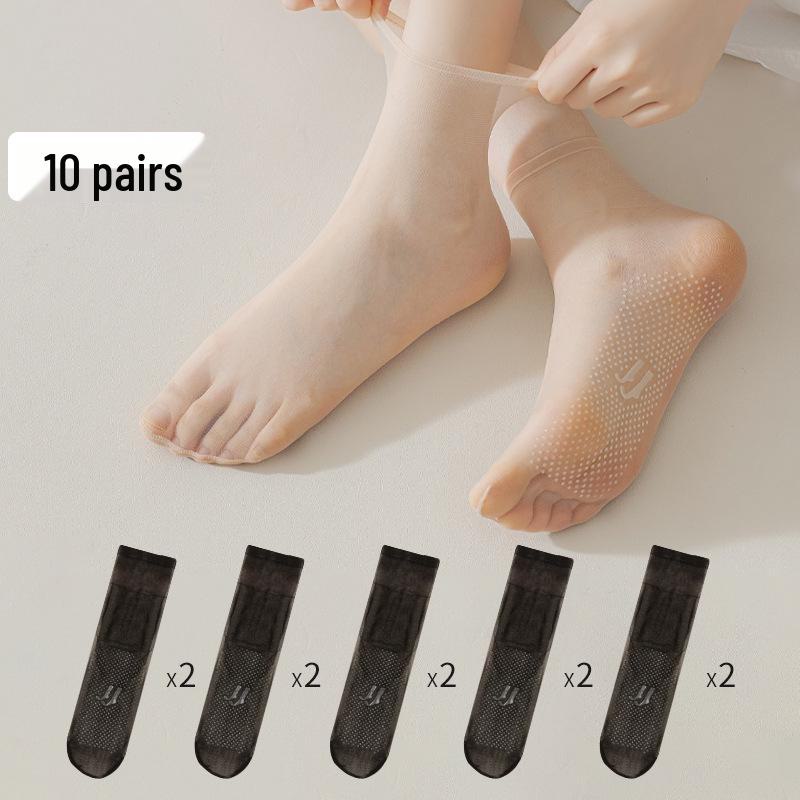 Женские противоскользящие, прочные чулки средней длины - короткие носки цвета нюд с кристаллами и не цепляющимся дизайном