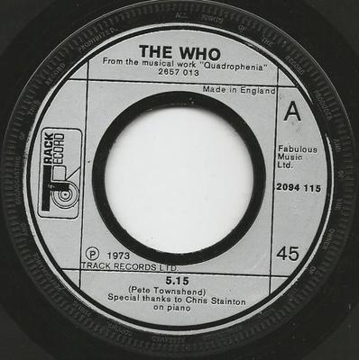 7-дюймовая пластинка WHO - 5.15 2094115 Track Record 1973 UK Rock Б/У