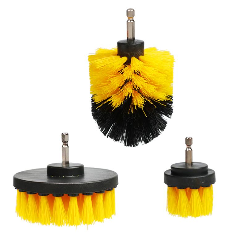 3Pcs/Set 2/3.5/4'' Electric Scrubber Brush Drill Brush Kit Plastic Round Cleaning Brush for Carpet Glass Car Tires Nylon