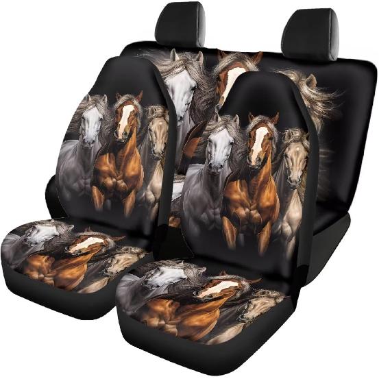 Чехлы на автомобильные сиденья с принтом коричневой коровы, 4 шт., Чехлы на передние и заднее сиденья автомобиля, Универсальные эластичные подушки на сиденья автомобиля, Защита салона автомобиля