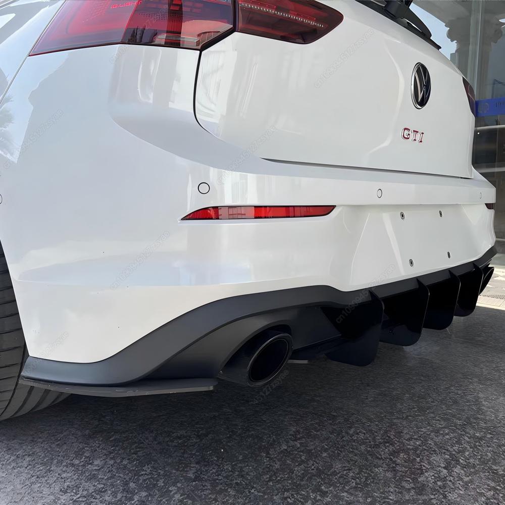 Maxton Style Rear Bumper Lip Spoiler Diffuser Splitter Lip Side Protector Body Kit For VW Golf 8 MK8 GTI 2020-2024 Black Tuning