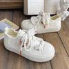 2024 парусиновые туфли женские кроссовки на платформе весна осень шнуровка балетки женские вулканизированные туфли кроссовки женские спортивные повседневные