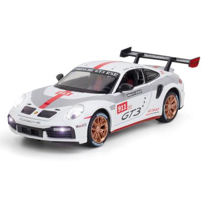 Масштаб 1/24 911 GT3 RSR, спортивная литая под давлением модель автомобиля, игрушечная машина с откатным механизмом, звуком и светом для детей, коллекция подарков для мальчиков и девочек