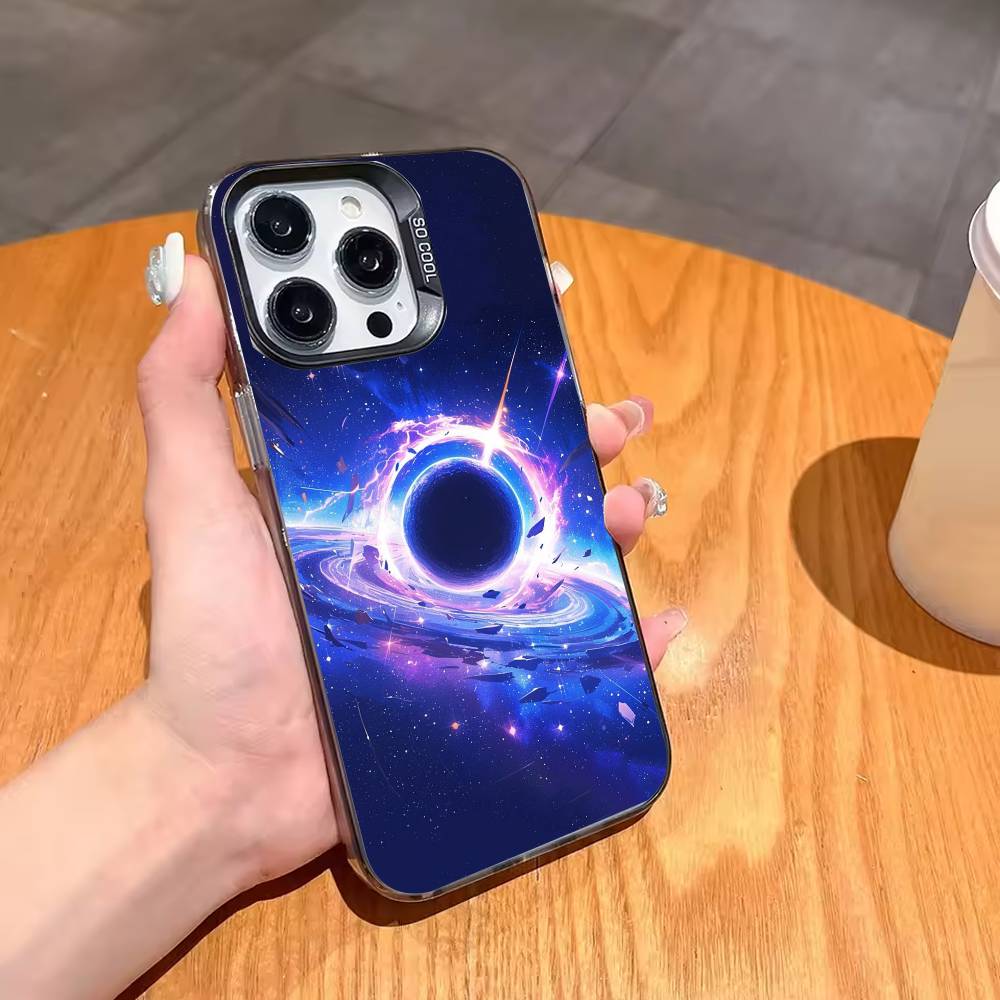Чехол для телефона Космос Галактика Вселенная Для iPhone17 16 15 14 13 12 Pro Max Серый Черный Матовый Лазерный Металлик Аврора Funda