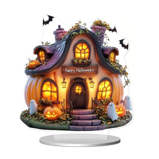 Хэллоуинские украшения 2D акриловые плоские призрачные украшения с подсветкой жуткий ночник украшения для стола дома офиса кафе