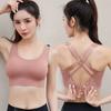 Women High Impact Cross Back Shockproof Sports Yoga Bra Plus Size Solid Push Up Running Fitness Bra