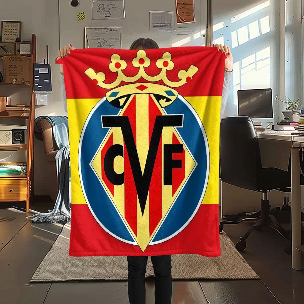 Villarreal logo FlAannel Blanket, High quality Comfortable for All Seasons, Home Decor, Warmth and Comfort