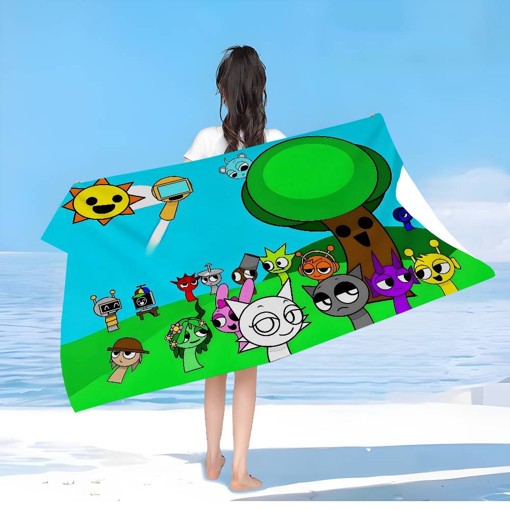S-Sprunki Incredibox Микрофибровое Пляжное Полотенце Впитывающее Быстросохнущее Мягкое Для Йоги Плавания Курорта Альпинизма