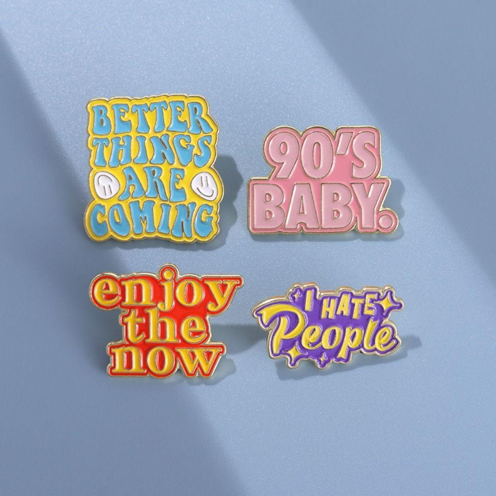 Lacquered Punk Pins Animal Metal Badge English Alphabet Enamel Brooch Clothing Accessories.