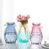 Gradient Glass Vase with Geometric Faceted Design Flower Vase for Wedding Centerpiece Arrangements Home Office Decor Floreros