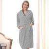Couple Winter Nightgown Thick Fleece Warm Lace Up Adjustable Waistband Hooded Pockets Great Water Absorption Mid Length Lady Homewear Spa Hotel