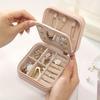 Solid Color PU Leather Mini Jewelry Box, Portable Travel Finishing Box with Mirror, Lightweight Dust Necklace Ring Earrings Storage Box
