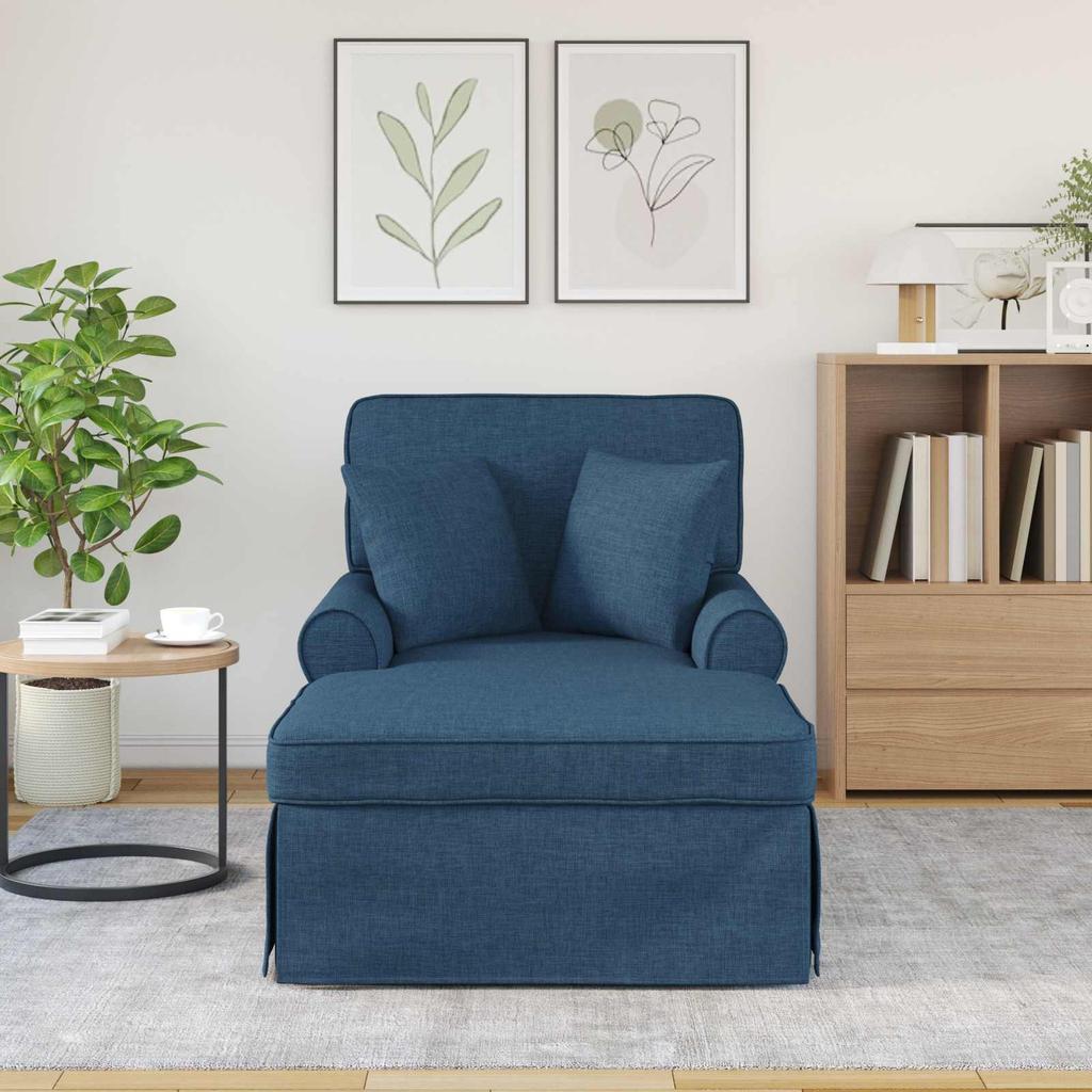 Blue Fabric Chaise Lounge with Rocker and Cushions (3 pcs)