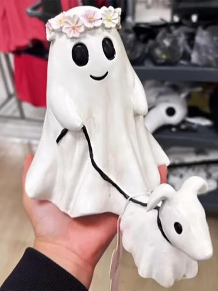 15CM Halloween Ghost Walking Dog Statue Resin Halloween Figurine Halloween Decoration Ornament Holiday Gifts For Boy Girl
