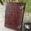 Handmade Pentagram Leather Journal With Lock,  Diary, Spell Book Of Shadows Journal, Leather Diary, Lockable Journal. ( Lined Pages )