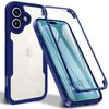 Protective Case for iPhone 17 - BOOLING - Hybrid Shockproof - Transparent - Navy Blue Border - 360°