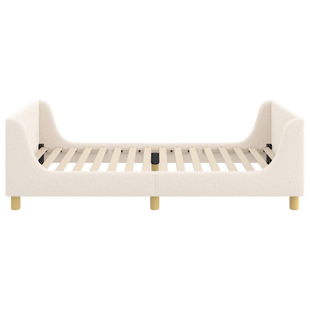 Children s Bed Frame with Headboard Cream 90 x 200 cm Boucle