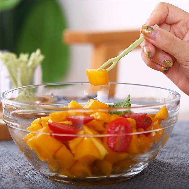 Модные пищевые пластиковые десертные вилки с ящиком для хранения, одноразовые вилки для домашнего использования, фруктовые вилки в форме мультфильма, 50 шт./комплект, аксессуары