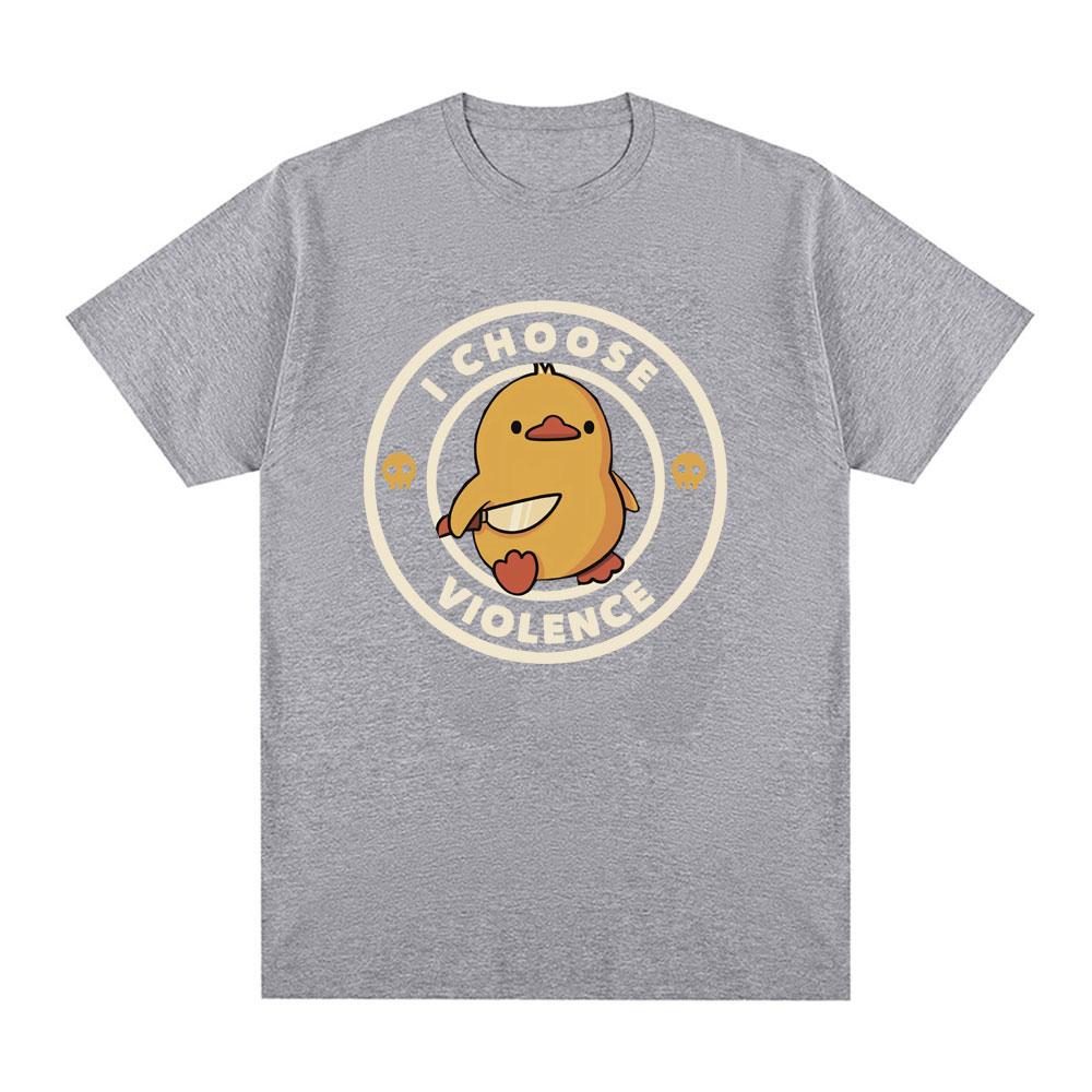 I Choose Violence T Shirt Funny Duck Humor Slogan Print Short Sleeve Tshirts Men Women Cotton Loose Oversized Tshirt Cotton