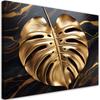 Canvas Print, Monstera Leaf Gold Shiny Abstract
