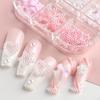 1boxNail Art Bowknot Heart Star Decorations Half-Round Pearl Rose Mixed Pink White 3D Wearable Nail Decorations