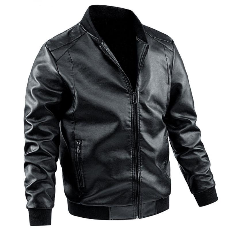 Весенняя кожаная куртка больших размеров 8XL 7XL, мужская куртка-бомбер из искусственной кожи, повседневная винтажная черная байкерская куртка с карманом на молнии