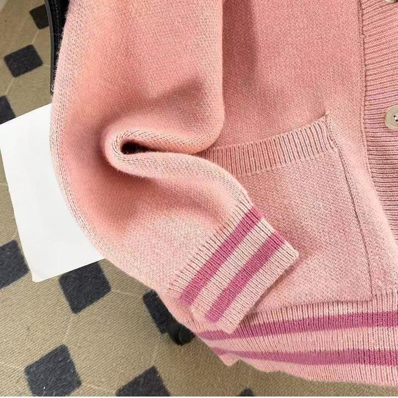 Women's Teddy Bear Pattern Long Sleeved Cardigan Loose Korean Style Knitted Sweater for Female Autumn Buttoned Tops