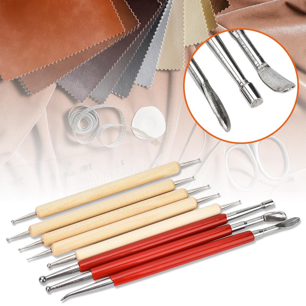 8 шт. DIY Handmade Leather Craft Stylus Tool Spoon Double Head Point Drill Pen Kit Set