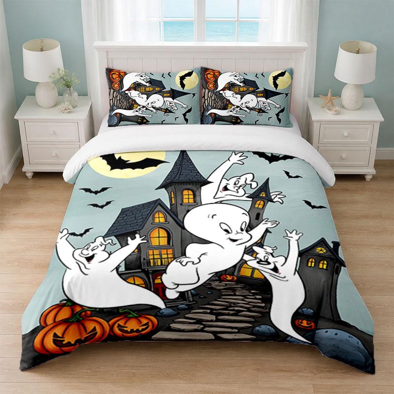 Casper the Friendly Ghost Bedroom 3Pcs Bedding Set Soft Bed Sheet Pillowcases Home Bedding Decoration