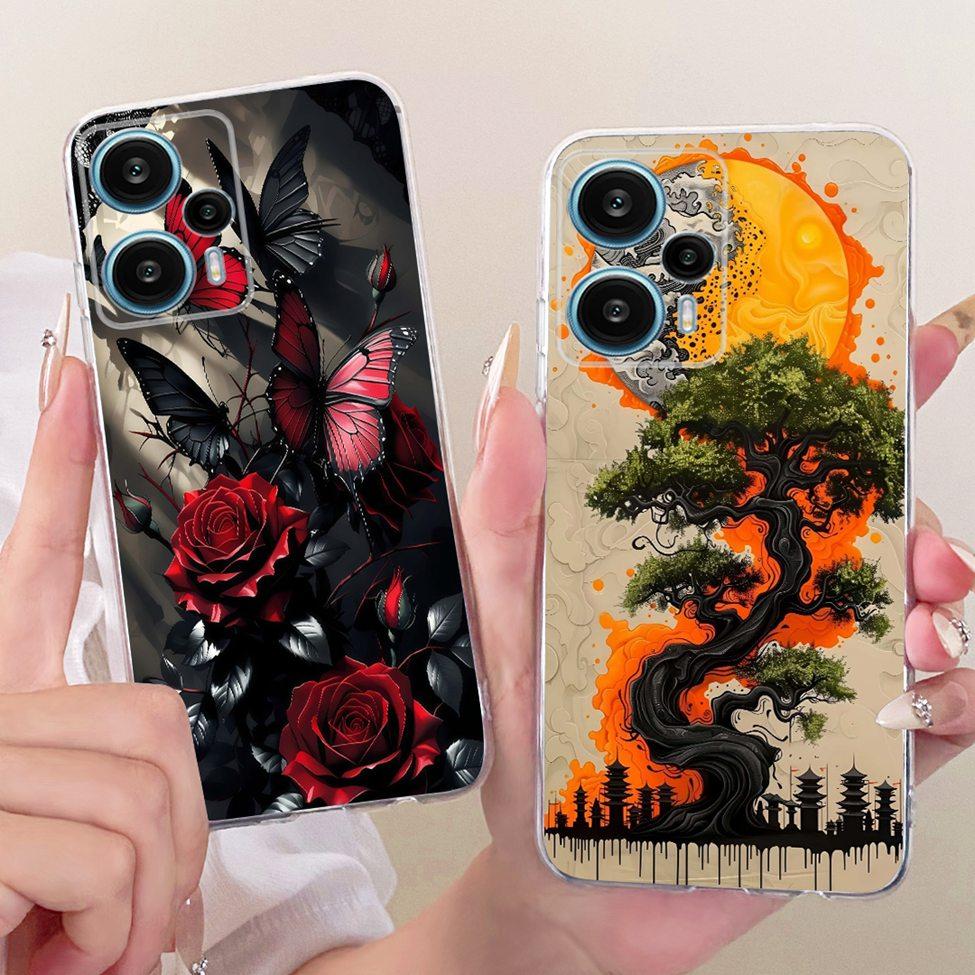 Transparent Cover For Redmi Note 12 Turbo Case Cute Cat Fashion Butterfly Funny Painted Casing 23049RAD8C