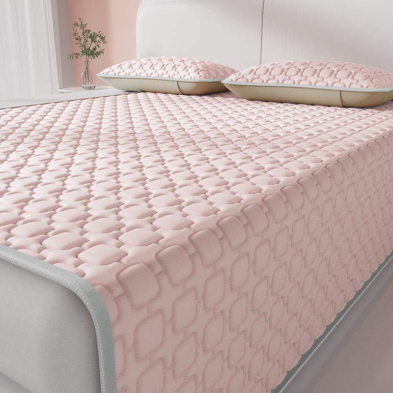 Thick Latex‑Filled Ice‑Silk Bed Pad, Cooling Summer Mattress Cover & Pillowcase Set
