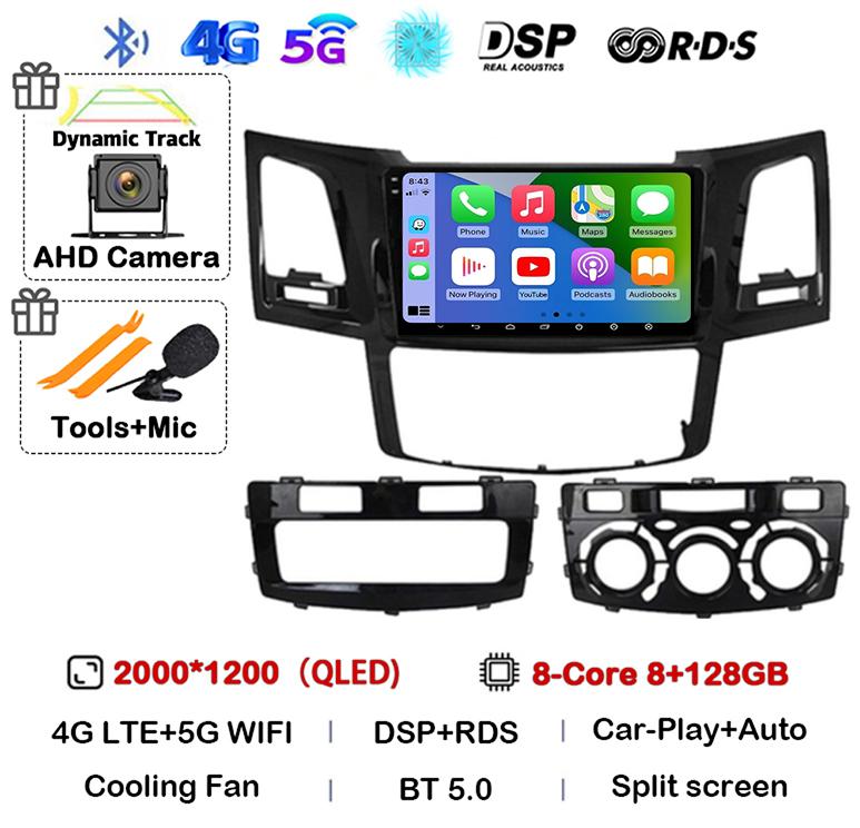 Android 14 Carplay Auto Для Toyota Fortuner HILUX Revo Vigo 2007-2010 2011 2012-2014 2015 Автомагнитола Мультимедийный плеер GPS Стерео